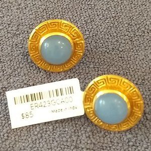 Julie Vos Greek Key Chalcedony Stud Earrings